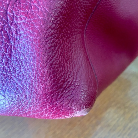 Coach Edie Turnlock Red Berry Pebbled Leather Shoulder Bag - Picture 10 of 12